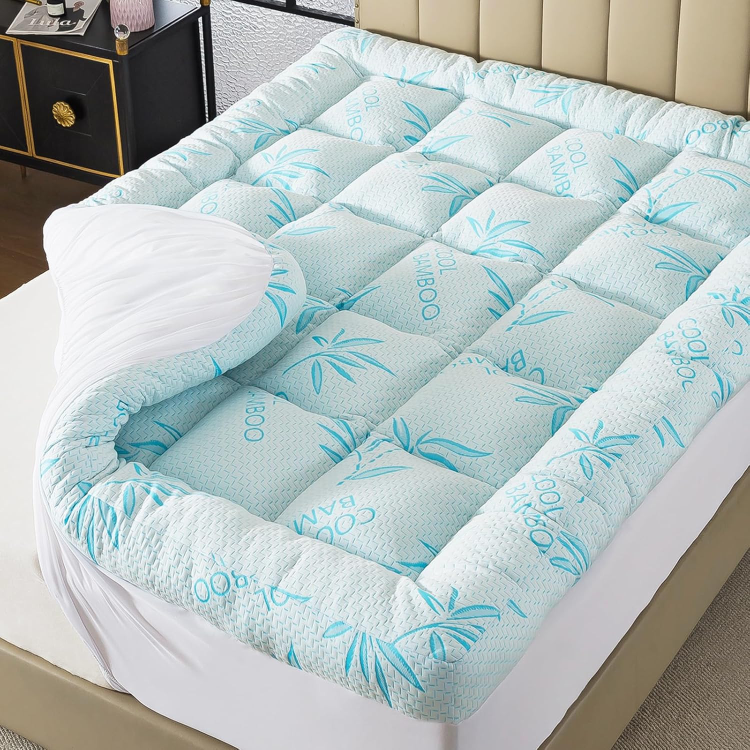 WhatsBedding 5 Inch Queen Mattress Topper Breathable Bamboo Viscose Air Layer,Me gallery