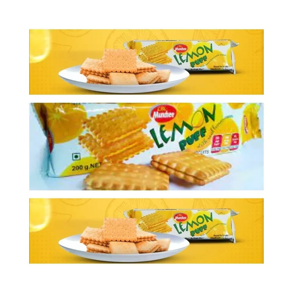 Munchee Lemon Puff Tea Biscuits 200g - Delicious Citrus Flavor Snack! gallery