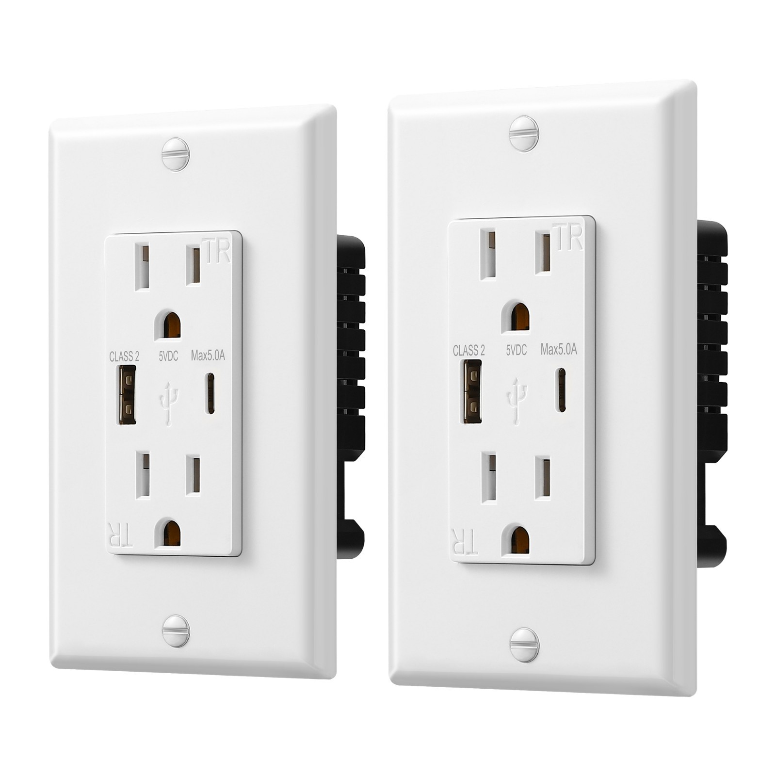 5.0A USB Wall Outlet, USB Outlet with Type C & Type A USB Ports, 15 Amp Tamper gallery