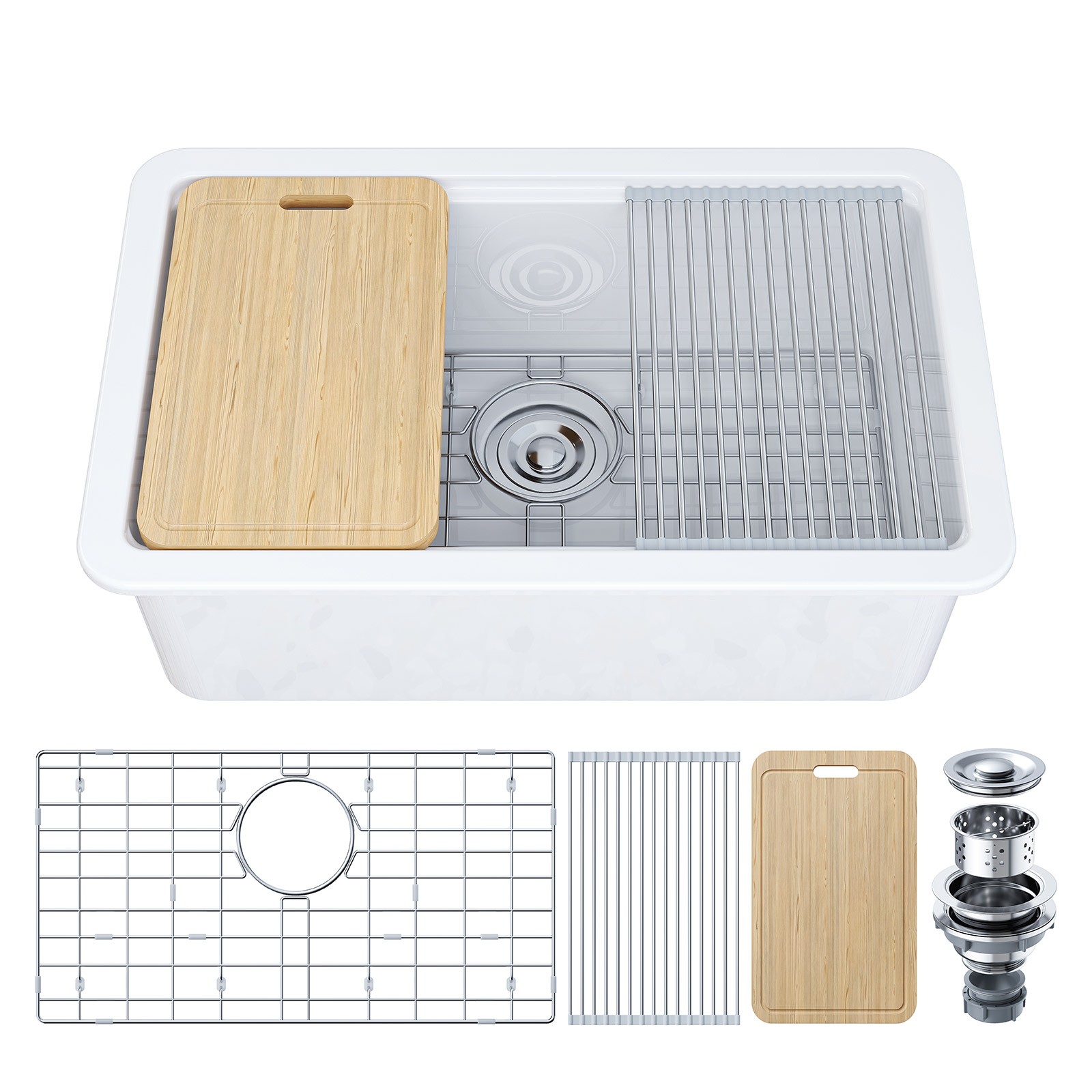 HOROW 30''x19'' Undermount Kitchen Sink Undermount/Drop-In Single Bowl Fireclay gallery