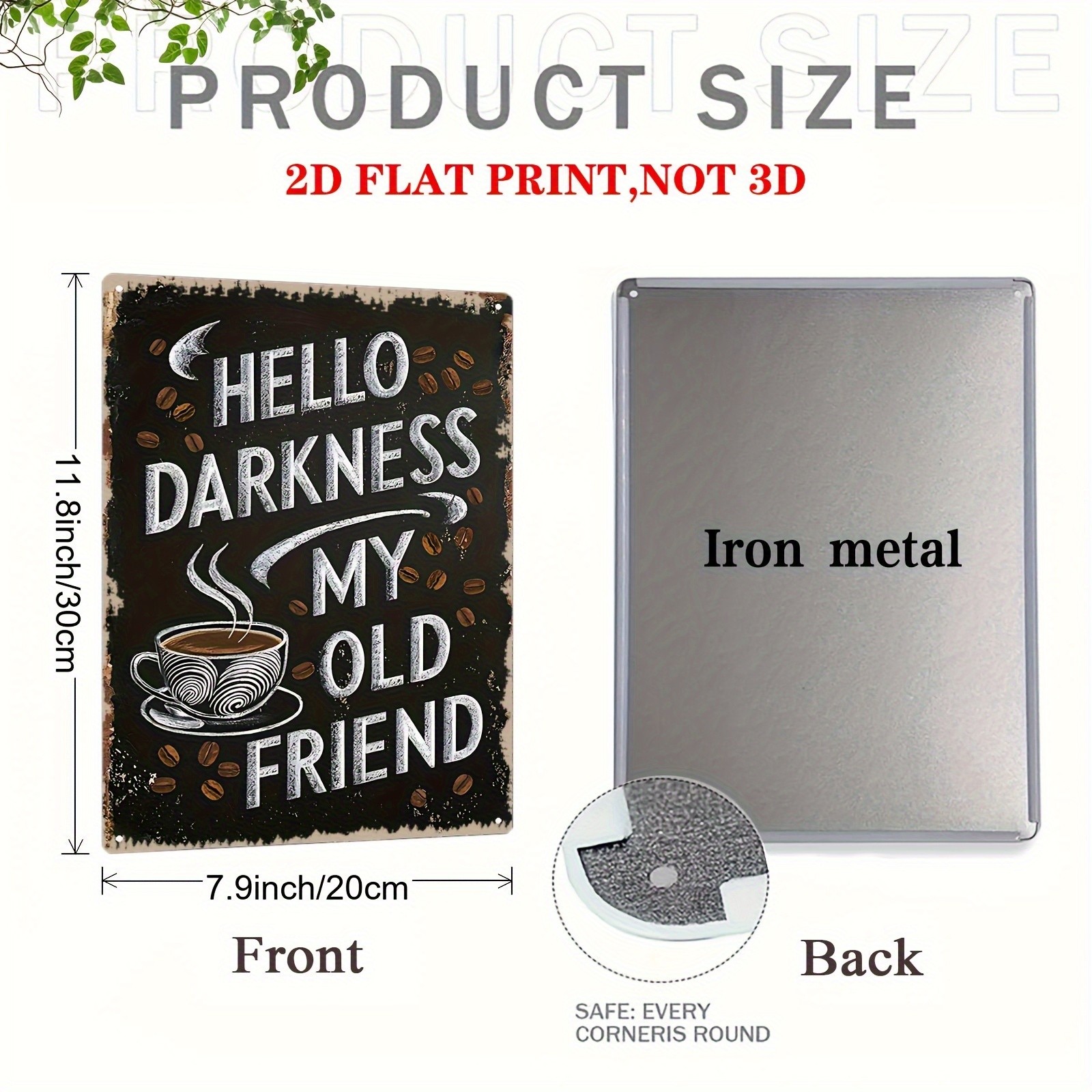 Hello Darkness My Old Friend Coffee Metal Sign Retro Wall Iron Painting Decor gallery