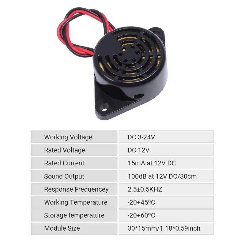 2 PCS Piezo Buzzer, Icstation Buzzer Alarm 12V Electronic Beep Buzzer 100dB P... gallery