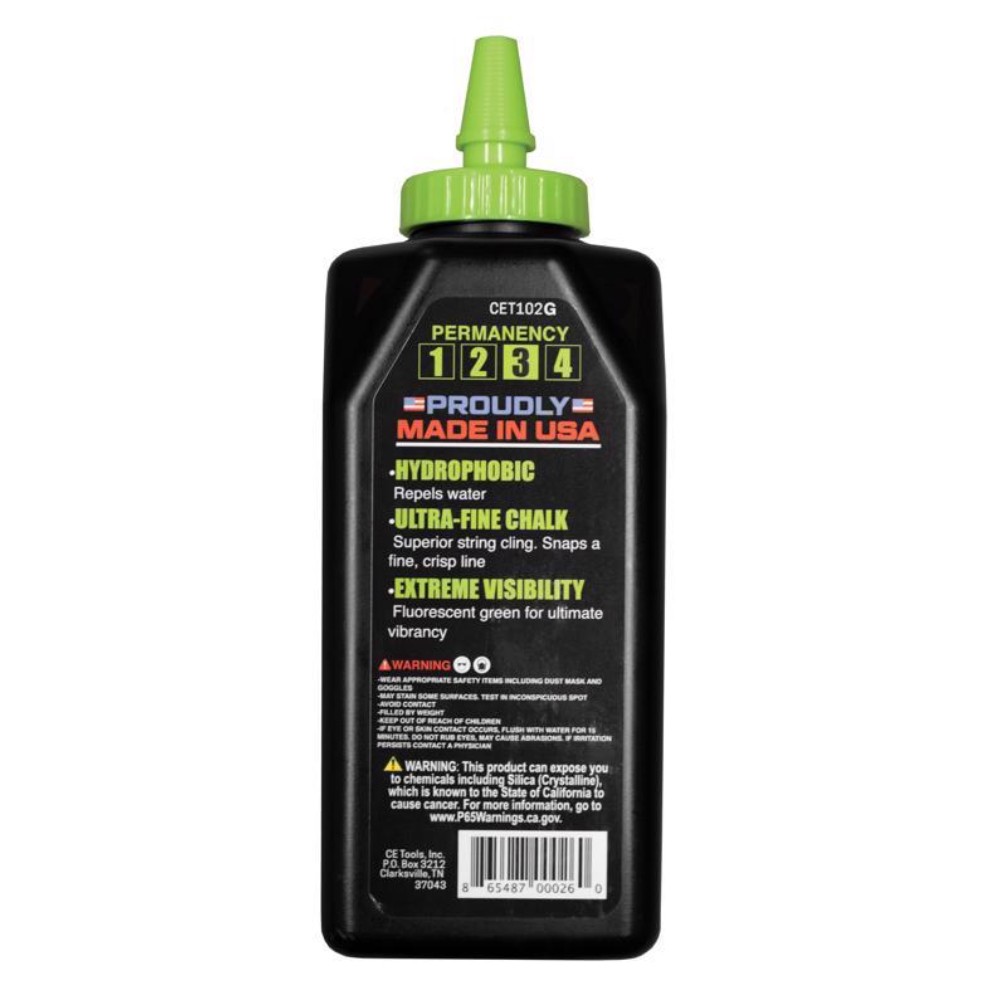 CE Tools Extreme Visibility 10 oz Standard Marking Chalk Fluorescent Green gallery