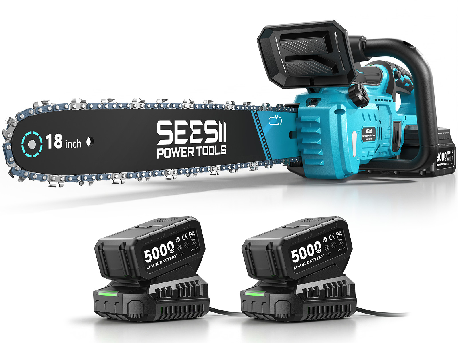 40V 18-Inch Cordless Chainsaw Brushless Electric Chain Saws 2×5.0Ah Battery kit gallery