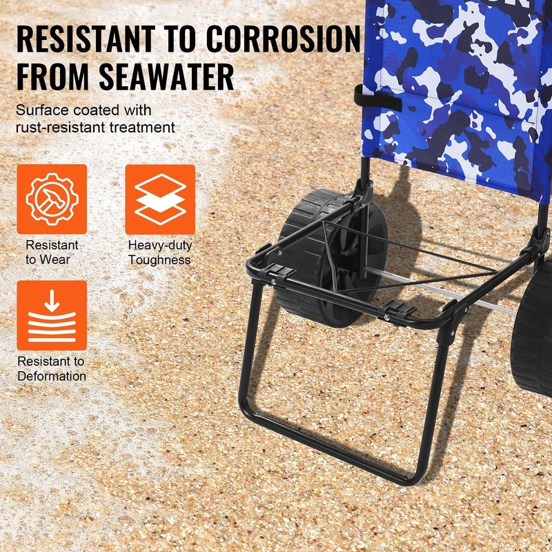 Beach Transport Cart 69lb, 10in Solid Wheels, No Inflation Needed gallery
