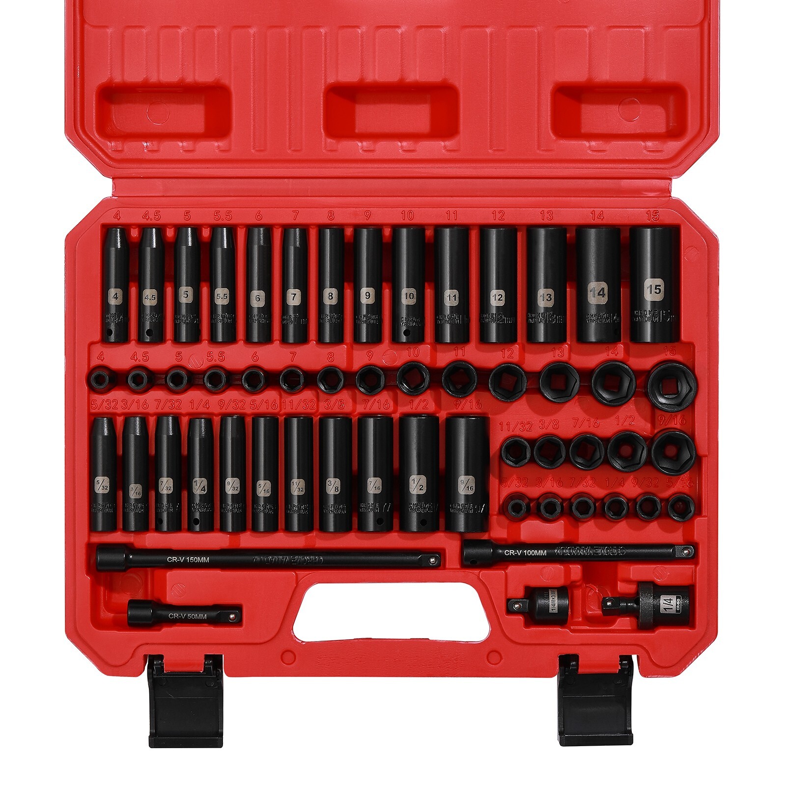 1/4" Drive Impact Socket Set, 55 Pieces Metric & SAE Sockets , Shallow & Deep gallery