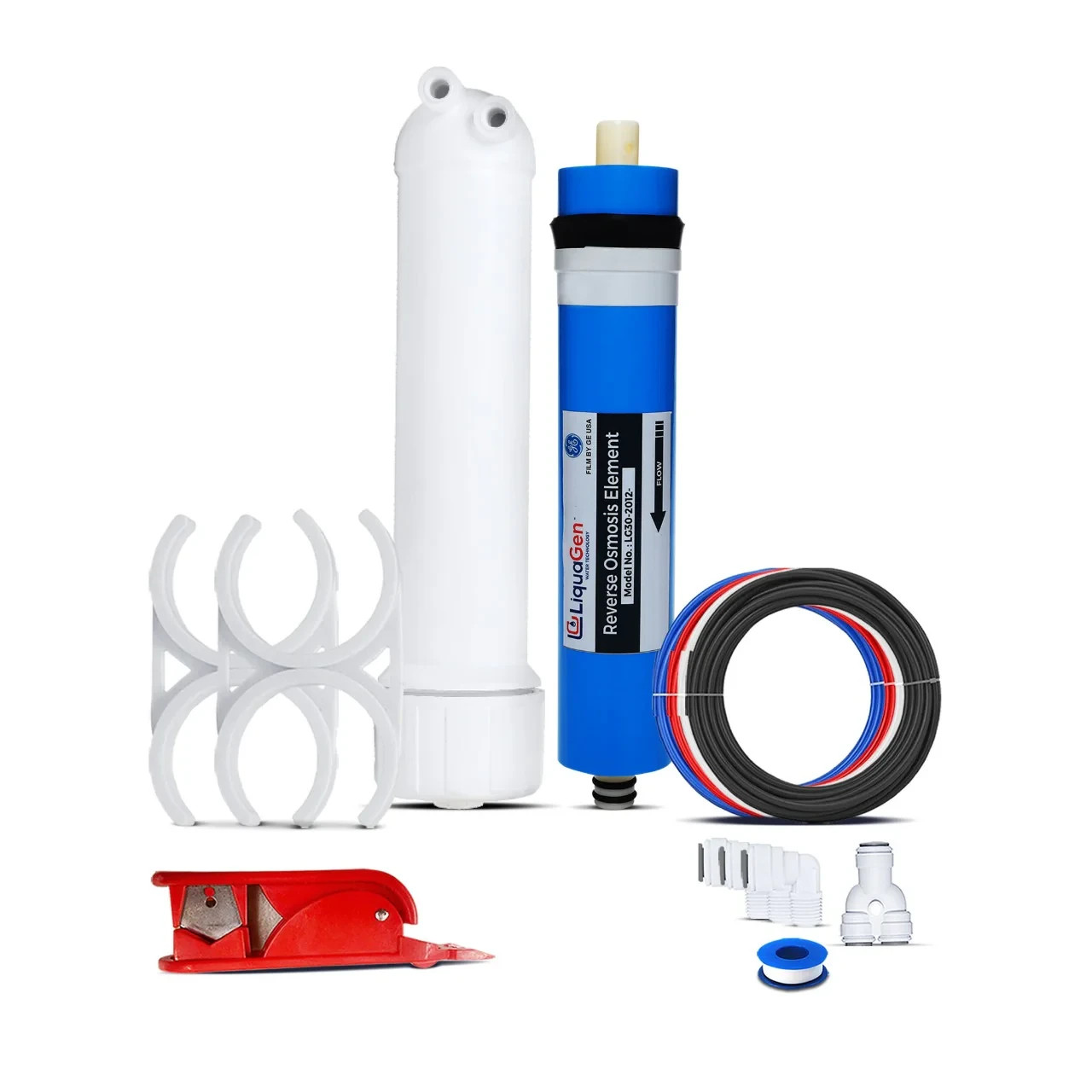 LiquaGen Water Saver RO Membrane Upgrade Kit with Housing, Tubing, Cutter, Clips gallery