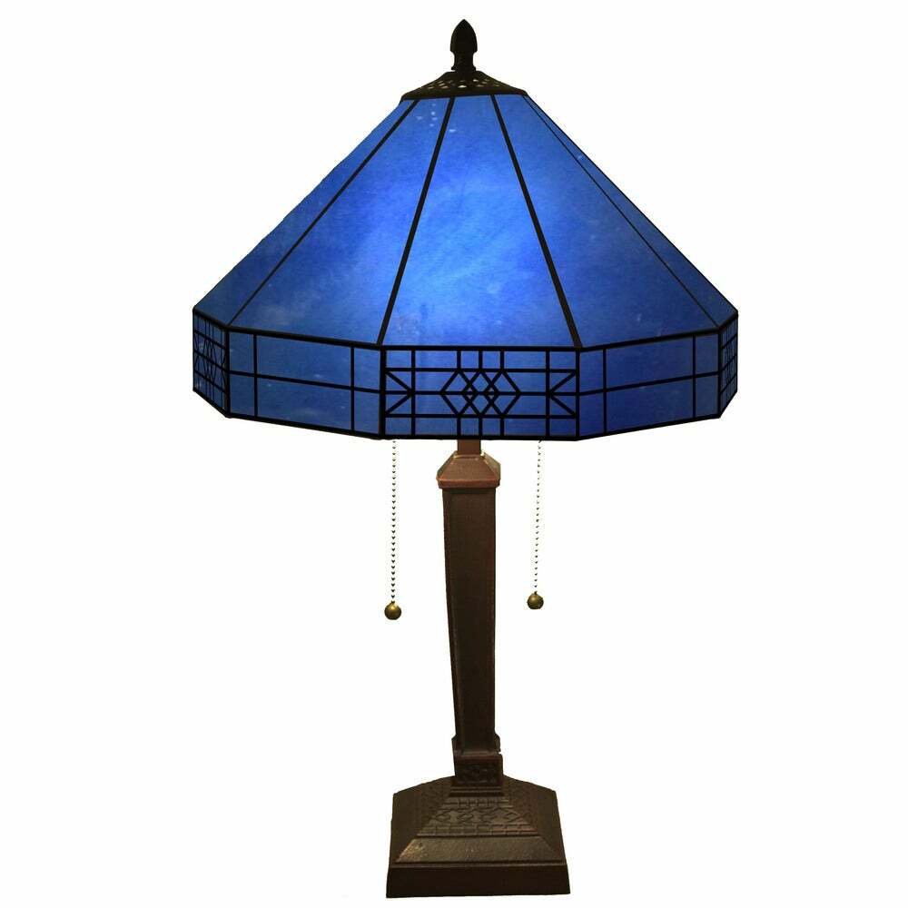 Stained Glass Lamp Tiffany Style 2-Light Royal Blue Table Lamp 14x21in gallery