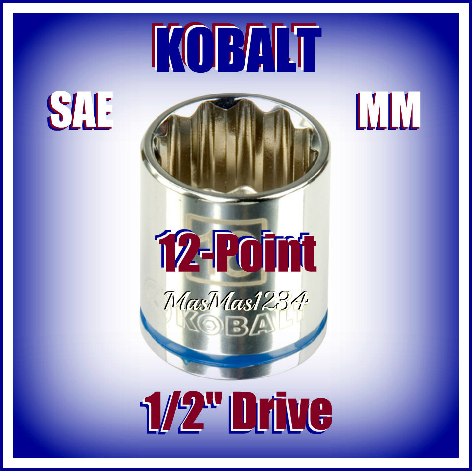 KOBALT 1/2" Drive Shallow Sockets - SAE Inch Metric MM 12 Point - Any Size NEW gallery