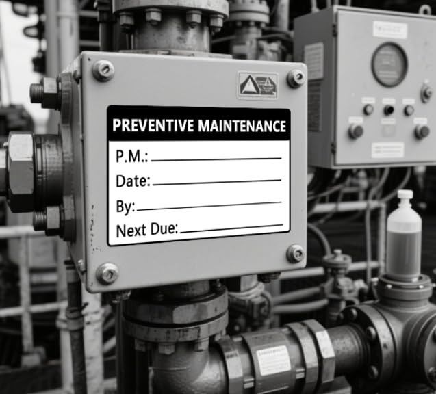 Top label Preventative Maintenance Stickers,3x2 Inch Adhesive 3x2 Inch, White gallery
