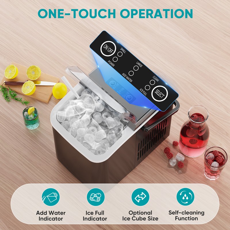 Countertop Ice Maker Machine Self-Cleaning Portable 9Pcs/6Min 26.5Lbs/24H gallery
