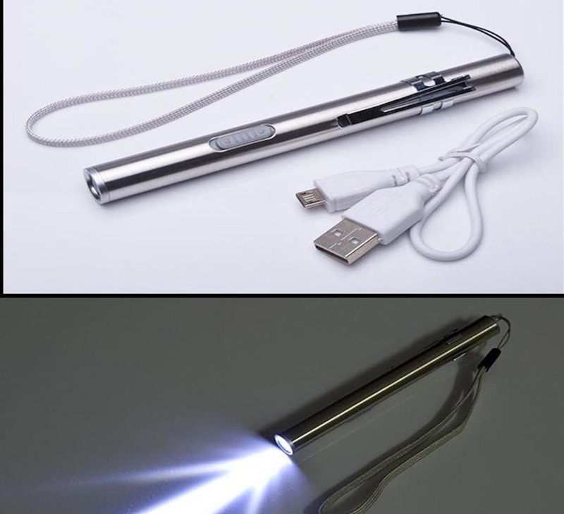 5" LED USB RECHARGEABLE MINI FLASHLIGHT Stainless Steel Pen Light 1000 Lumens gallery