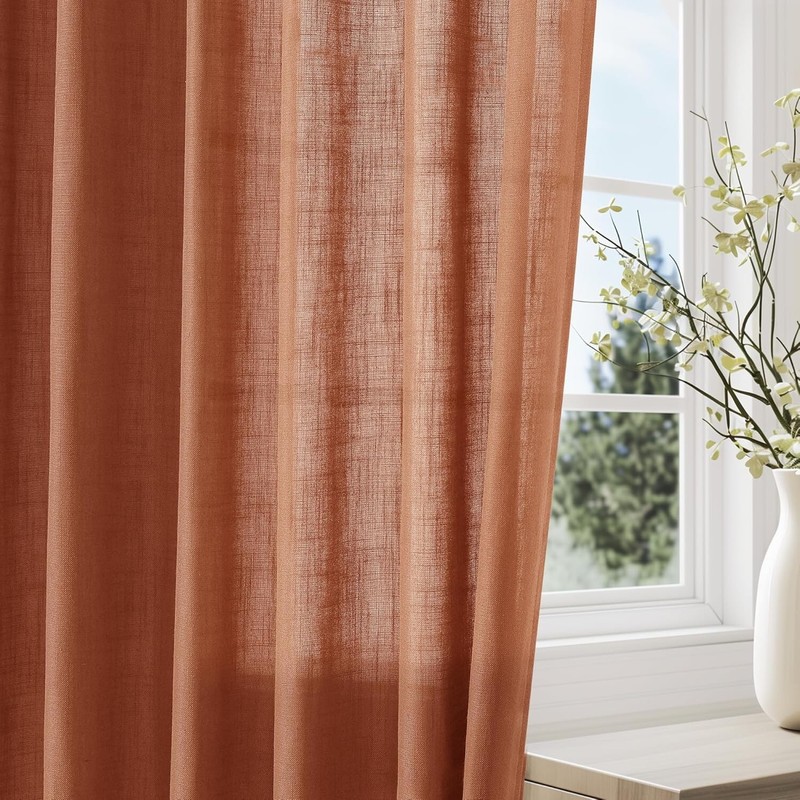 Versatile Light Filtering Terracotta Curtains 84-Inch - 2 Panels for All Rooms gallery