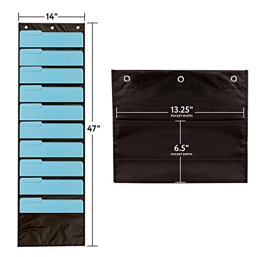 Deep File Pocket Chart - 47 x 14 in, Black - 2-Pack 20-Pocket Chart for gallery