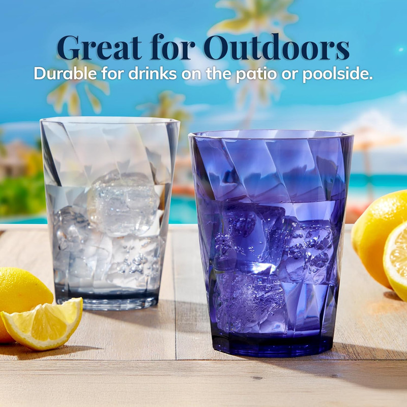 Optix Plastic Reusable Drinking Glasses (Set of 8) 14Oz Rocks Cups in Coastal Co gallery
