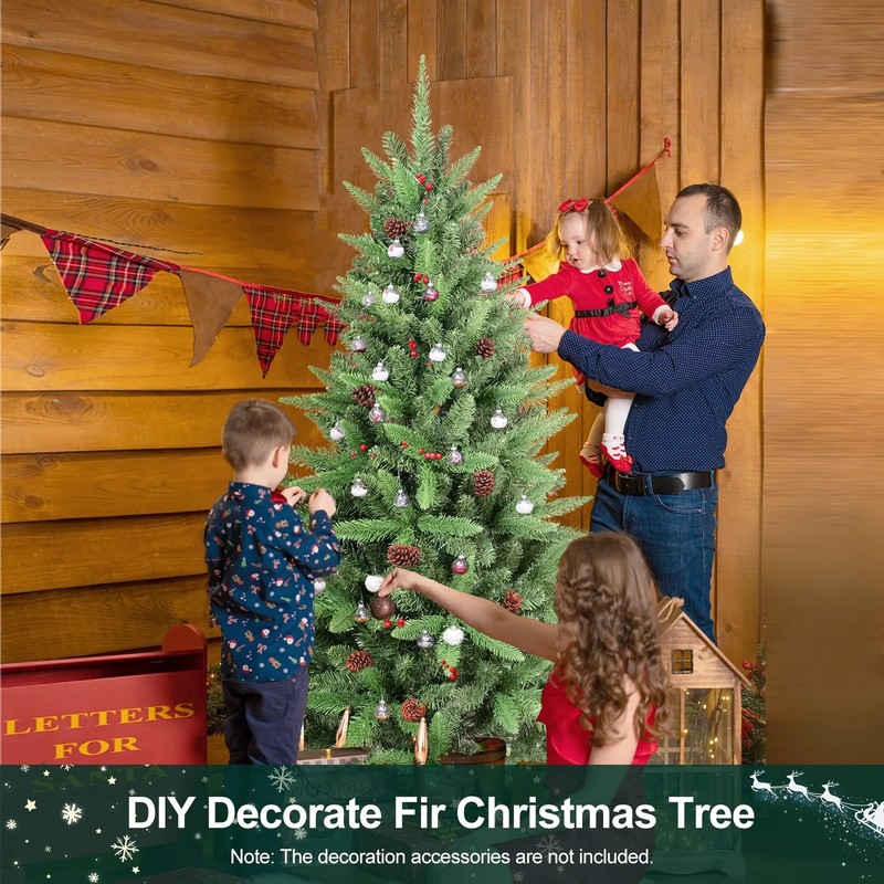 5ft Artificial Slim Christmas Tree Realistic Skinny Xmas Tree with 610Tips gallery