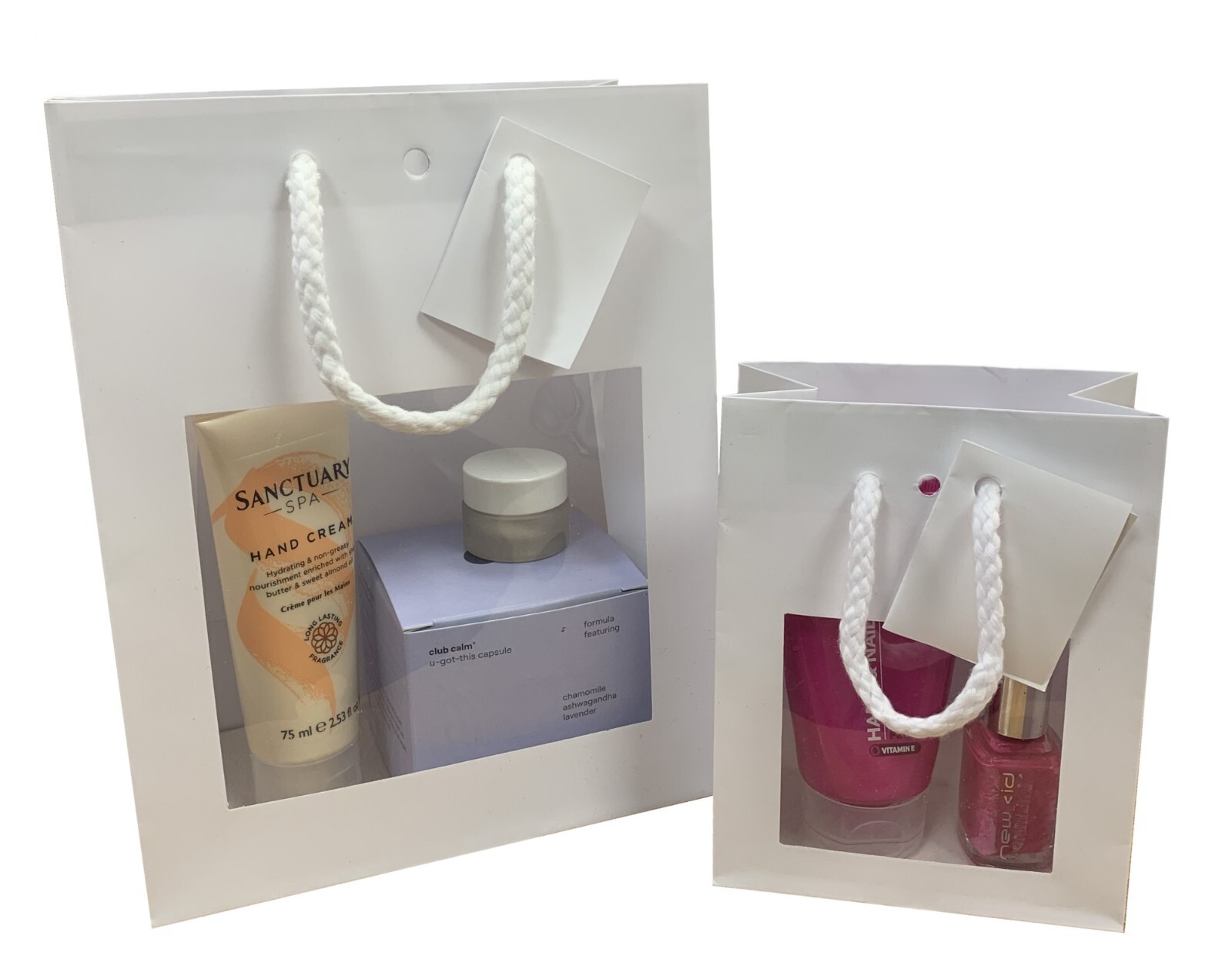 White Gift Bags With CLEAR WINDOW Product Display Candle Jar Favour Bag 2 SIZES gallery