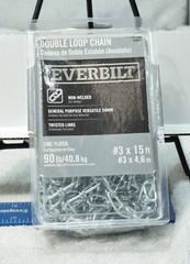 Everbilt 803072 Double Loop Chain #3 x 15 ft. 90 lb. Capacity Zinc Plated