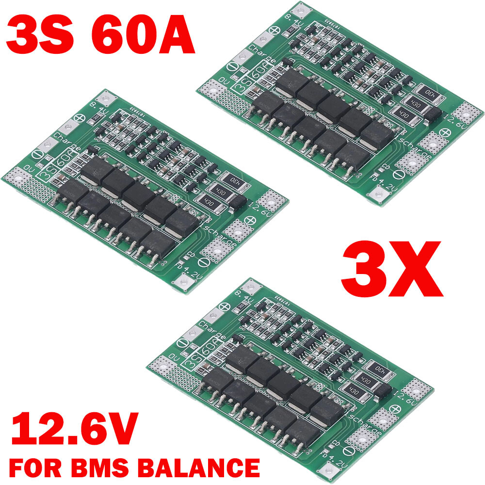 3Pcs 3S 60A Battery Protection Board Balance Charge Discharge Module 12.6V HOT gallery