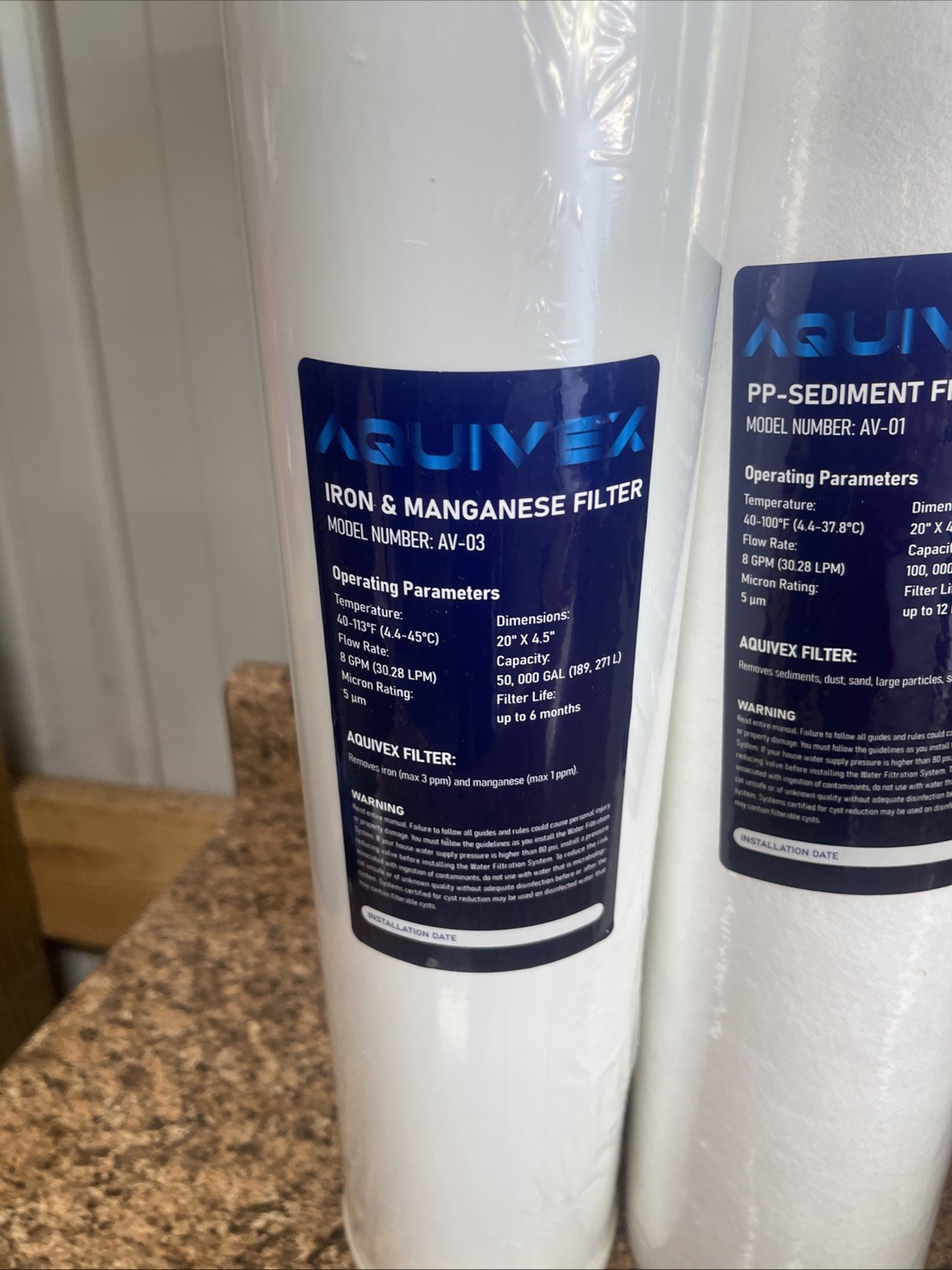 AQUIVEX WHOLE HOUSE WATER FILTER SET - Model Av – 03/AV – 02/Av – 01 NIB gallery