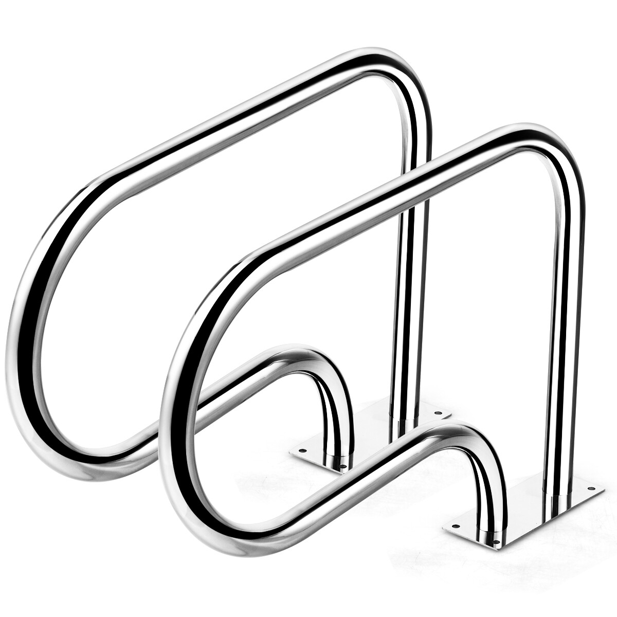 2 PCS Swimming Pool Hand Rail Stainless Ladder Stair Rail with Base Plate gallery