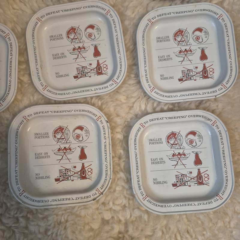 Vintage Portion Control Diet Plates Set of 7 Retro Weight Loss Graphic Plates gallery