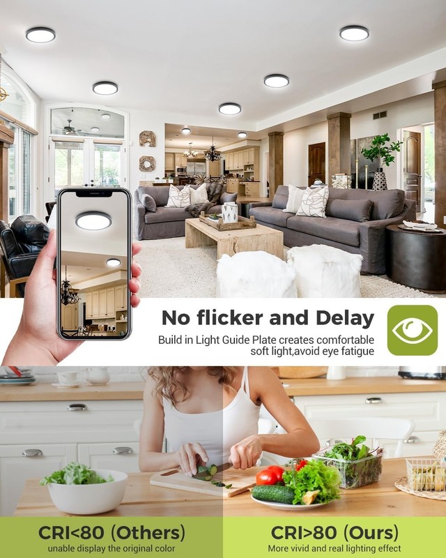 1PACK LED Flush Mount Ceiling Light, 3CCT Selectable 3000K-4000K-6500K & 100W... gallery