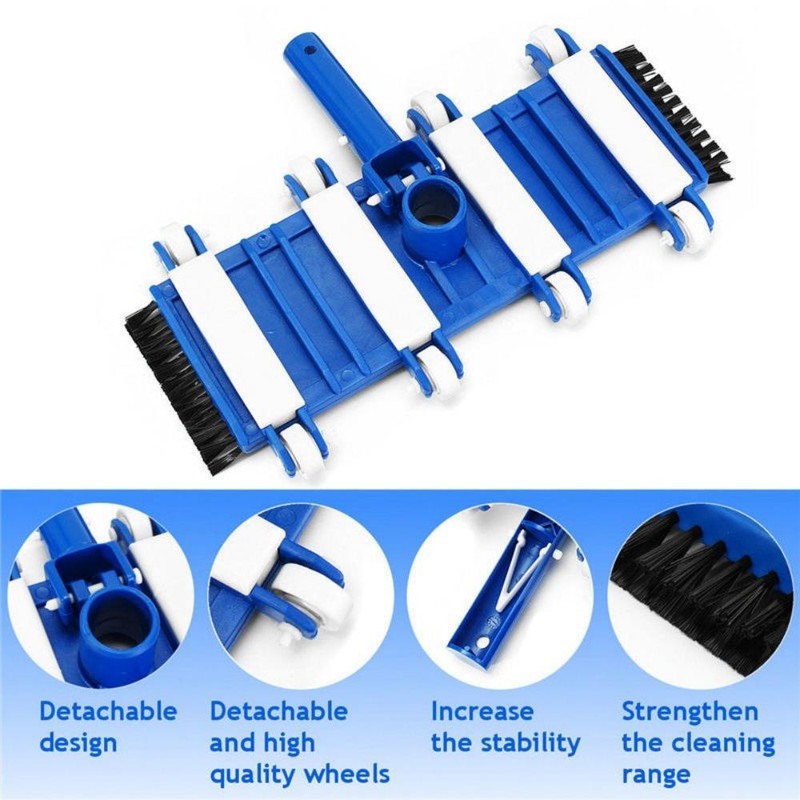 Flexible Pool Vacuum Head Rectangle Shape 14 Inch Heavy Duty with Wheel Brush gallery