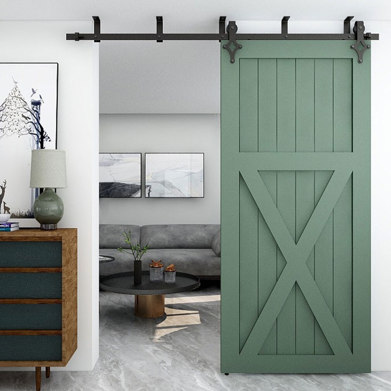 4FT-20FT Ceiling Mount Rail Sliding Barn Door Hardware Kit Track Roller Closet gallery