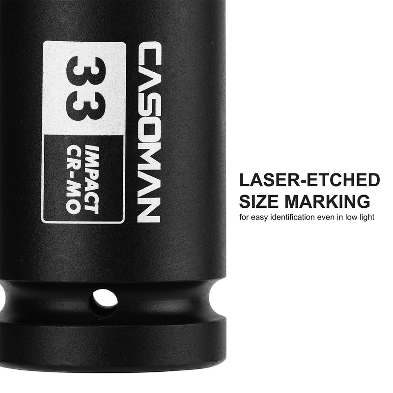 33mm Extra Deep Impact Socket, 1" Drive, 6-Point, 8-Inch Long, Metric CR-MO gallery