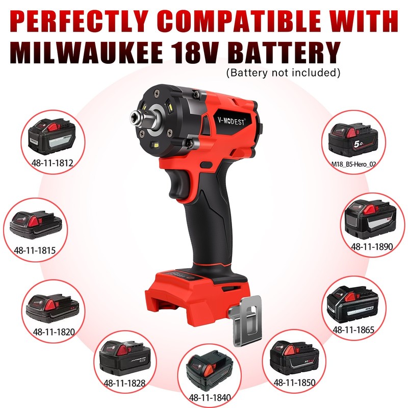 Compatible Milwaukee M18 Fuel 18V Battery Brushless Cordless 1/2" Impact Wrench gallery