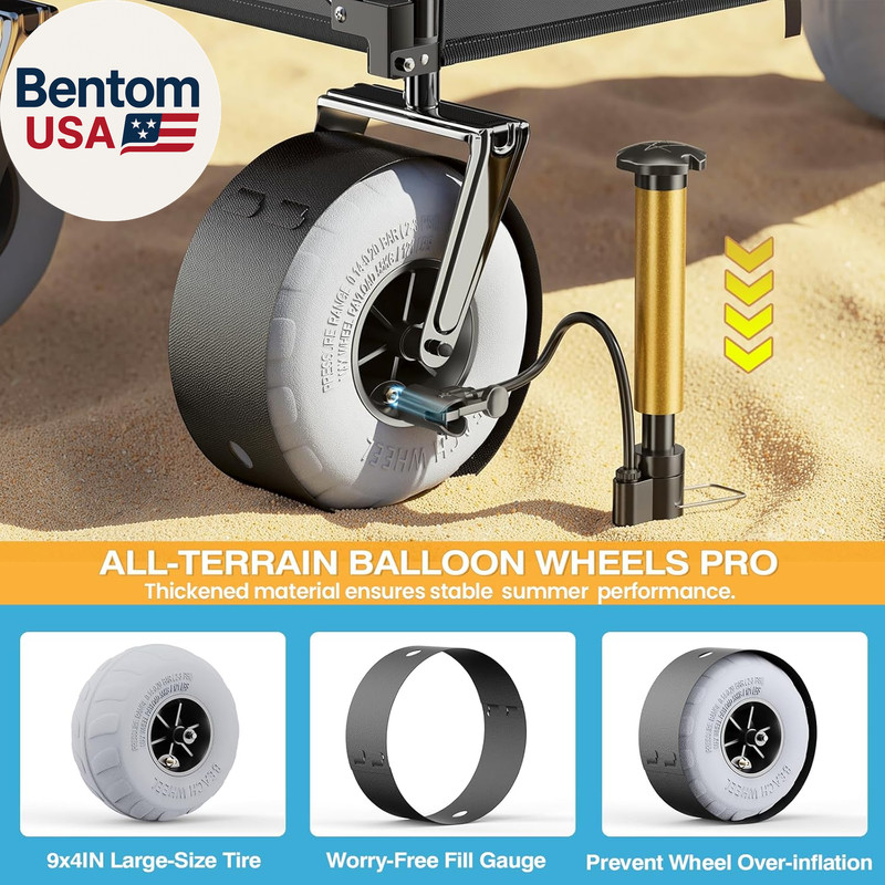 Beach Wagon with Big Balloon Wheels for Sand, 240L Collapsible Wagon, 9X4 Wide W gallery