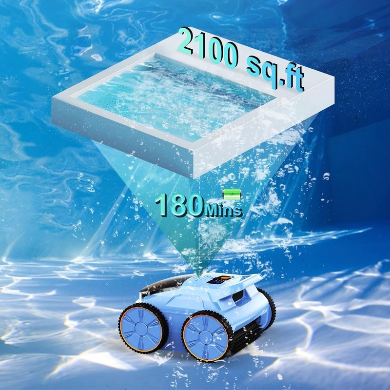 Durable Robotic Pool Vacuum, 4-Wheel Drive gallery