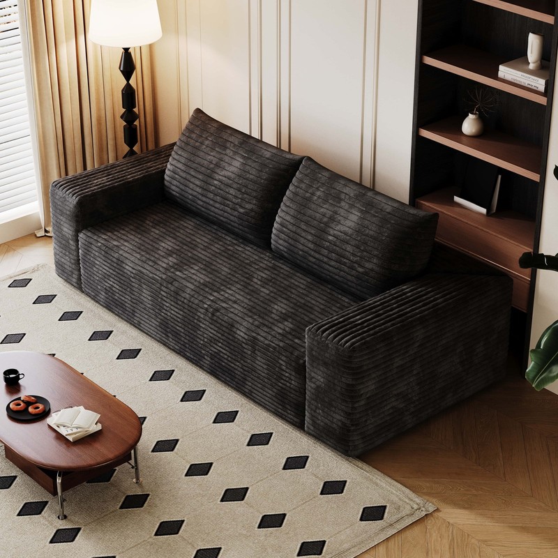 63" Cloud Loveseat Sofa Comfy Deep Seat Couches Boneless Corduroy Modular Couch gallery