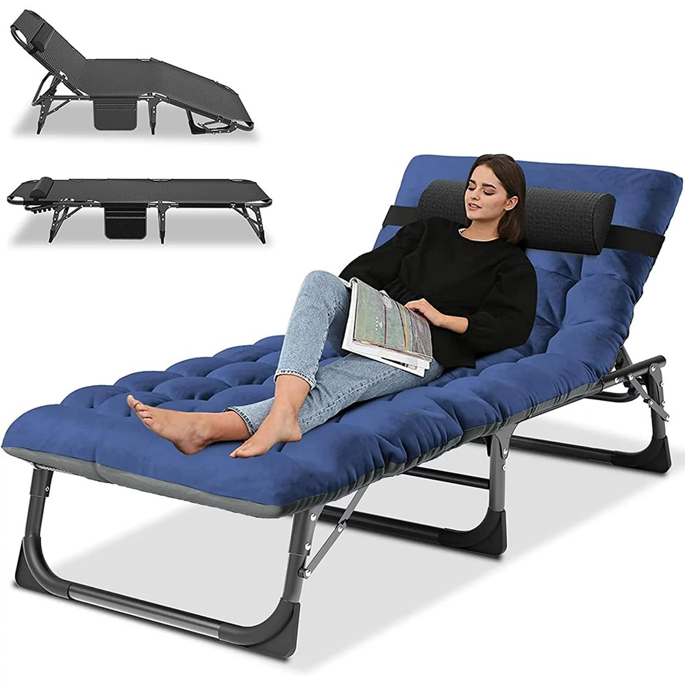 Folding Camping Cot Bed Adjustable 5-Position Folding Lounge Chair Portable 3IN1