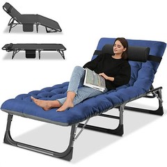 Folding Camping Cot Bed Adjustable 5-Position Folding Lounge Chair Portable 3IN1