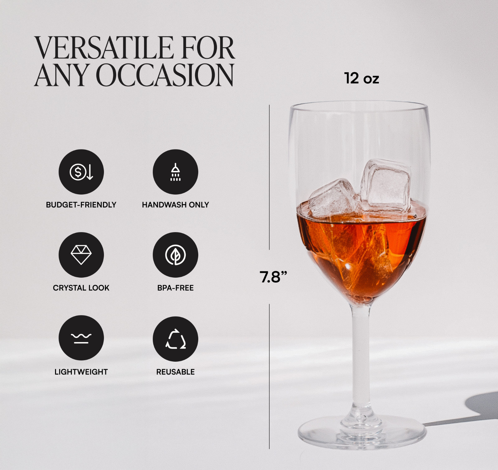 LAURANT Crystal Clear Plastic Wine Glasses 12 oz. oz Set of 6 BPA Free gallery