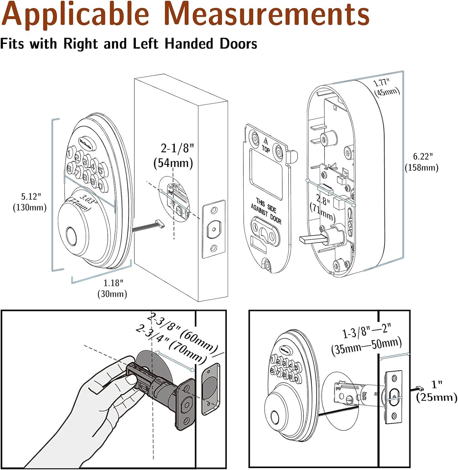 Biometric Electronic Keyless Entry Door Deadbolt Lock Fingerprint with Keypads gallery