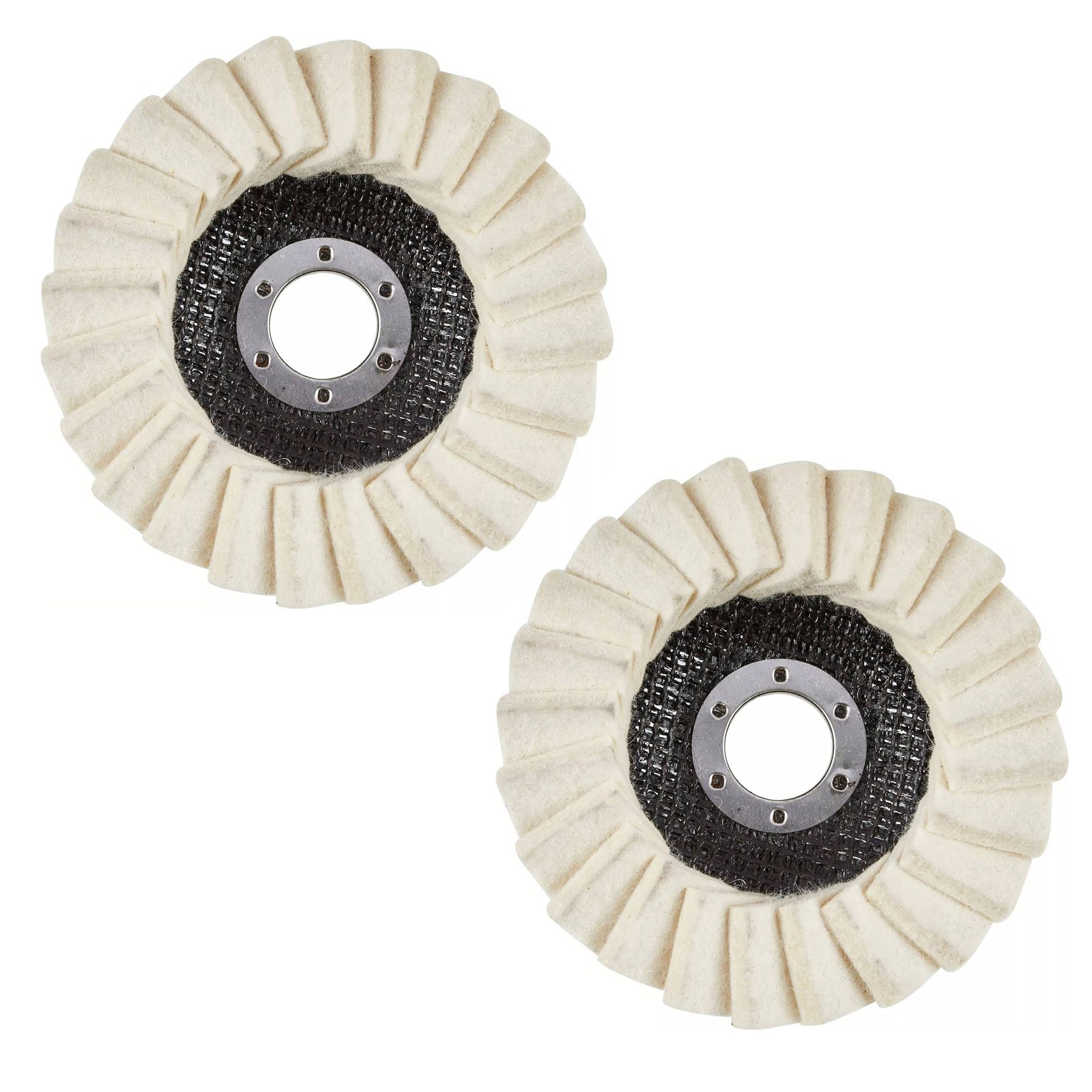 2x Wool Felt Flap Disc Finishing Wheel Buffing Pads For Metal Glass Wood 115mm gallery