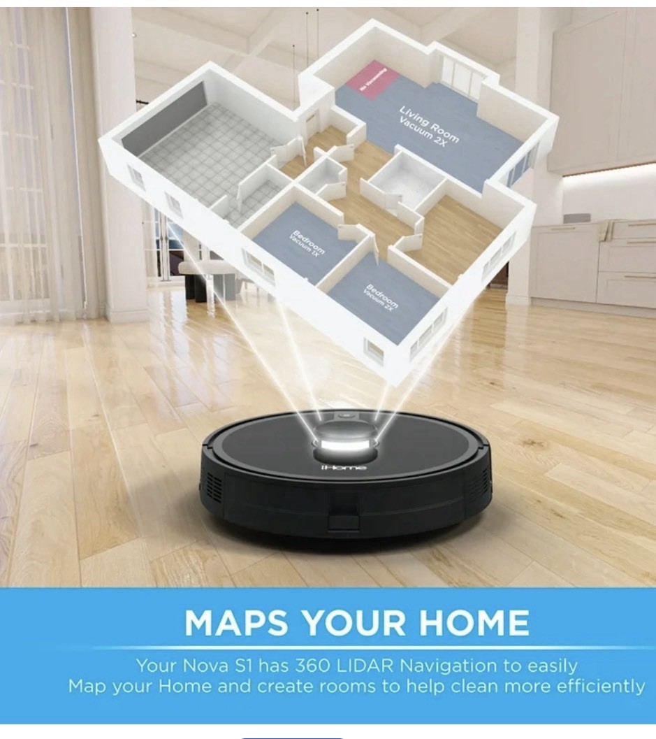 iHome AutoVac Nova S1 Robot Vacuum with LIDAR Navigation, 150 Min Runtime gallery