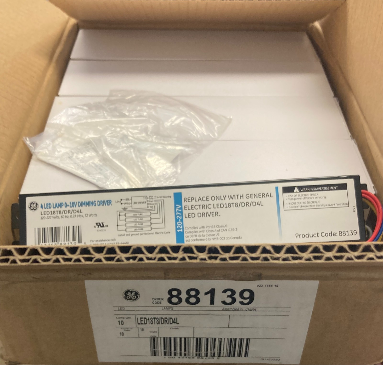 4 Led Lamp 0-10V Dimming Driver LED18T8/DR/D4L, 120-227 Volts,60Hz, (x10) 88139 gallery
