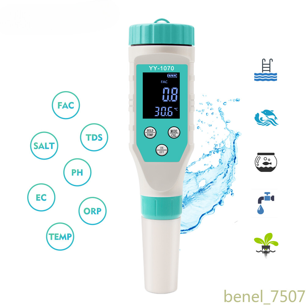 7 In 1 Swimming Pool Chlorine PH Meter Professional SALT/ORP/TDS/EC/FAC gallery