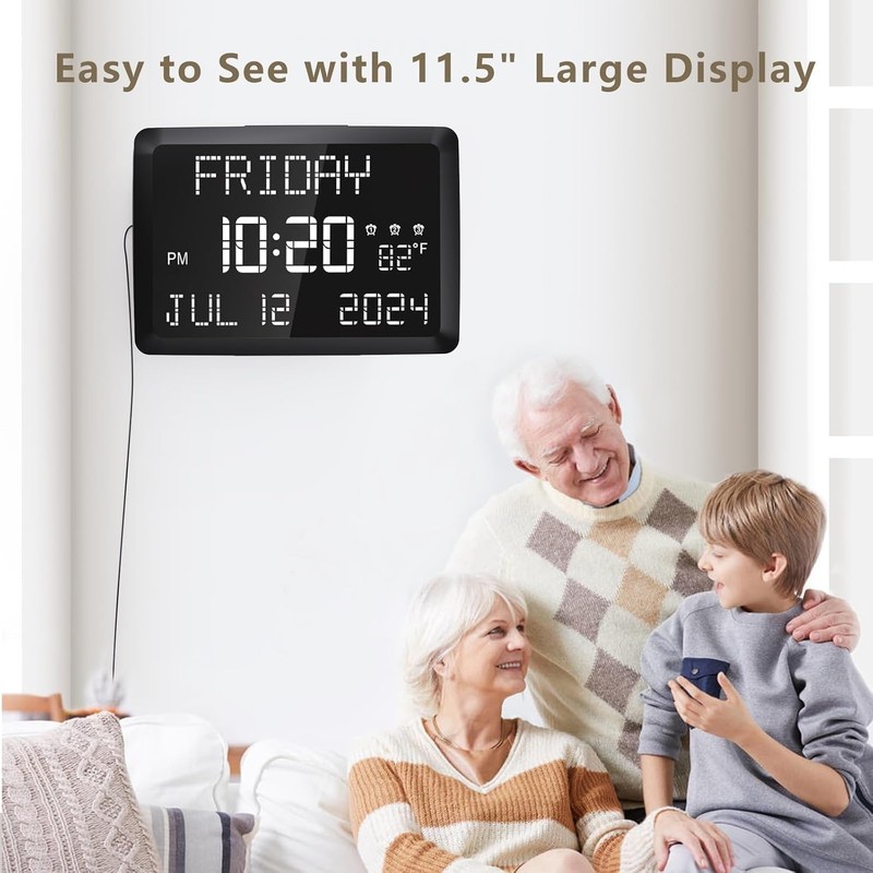11.5" Large Digital Clock with Adjustable Brightness & 3 Alarm Settings gallery