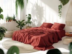 100% Linen fitted bedsheet, Stonewashed linen bedding Twin Full Queen King size