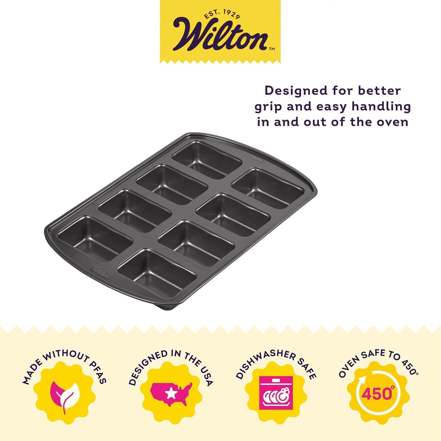 Perfect Results Non-Stick Mini Loaf Pan 8-Cavity 15.2 in X 9.5 in X 1. Gray Bake gallery