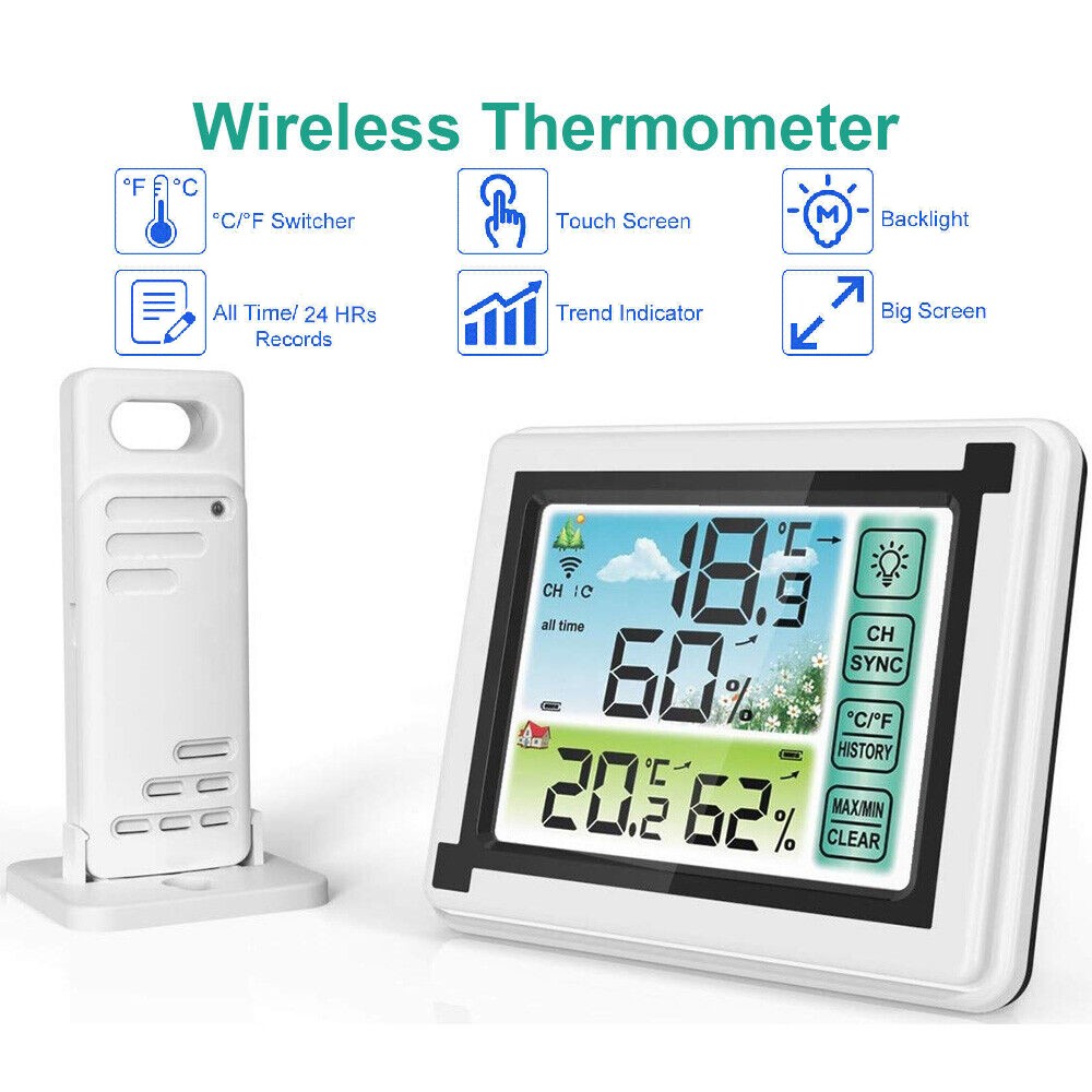 Wireless Digital LCD Indoor & Outdoor Weather Station Clock Calendar Thermometer gallery