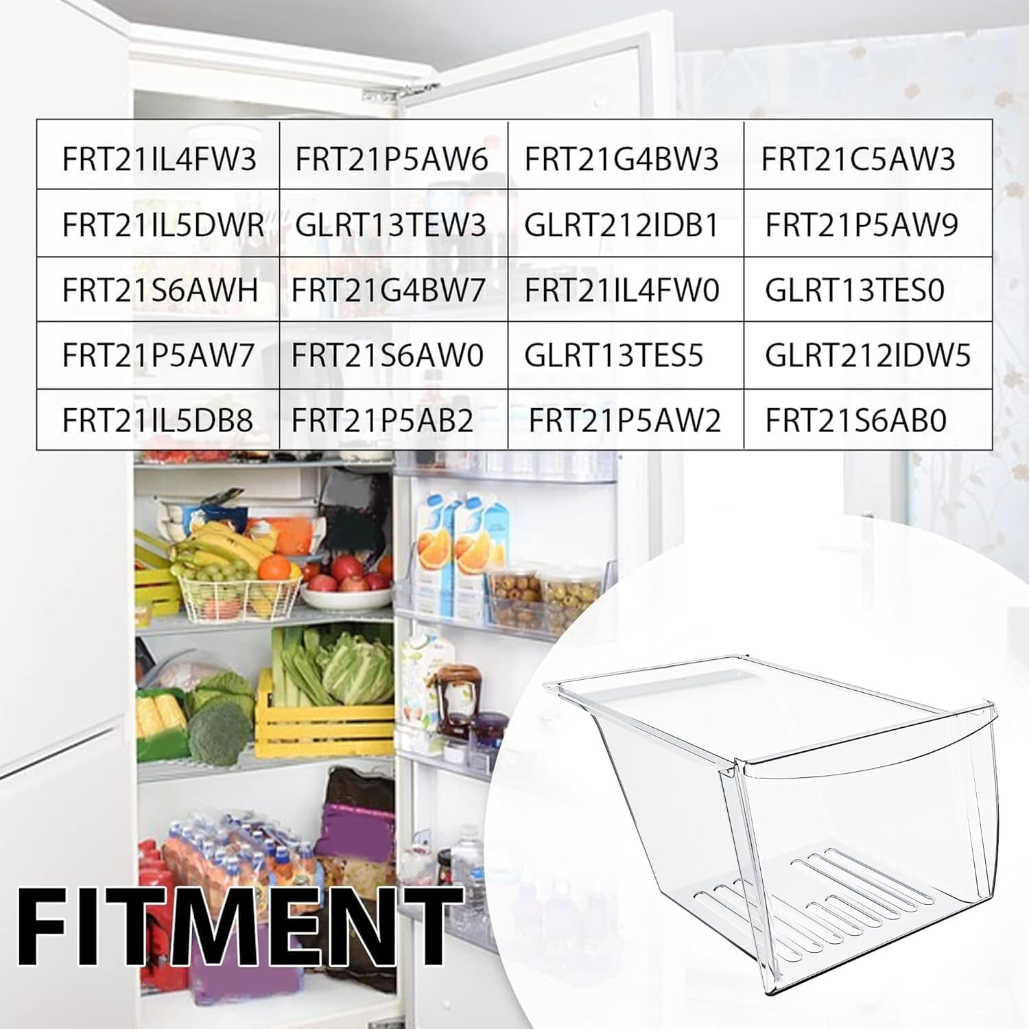 2 Pack Crisper Bin Drawer for Frigidaire Kenmore Refrigerator 240337103 gallery
