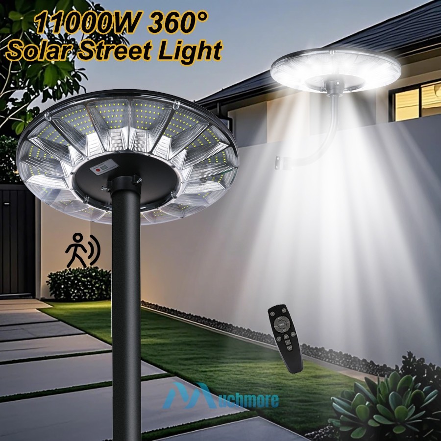 11000W Solar Street Light 360° Commercial Dusk to Dawn Outdoor Parking Lot Lamp gallery