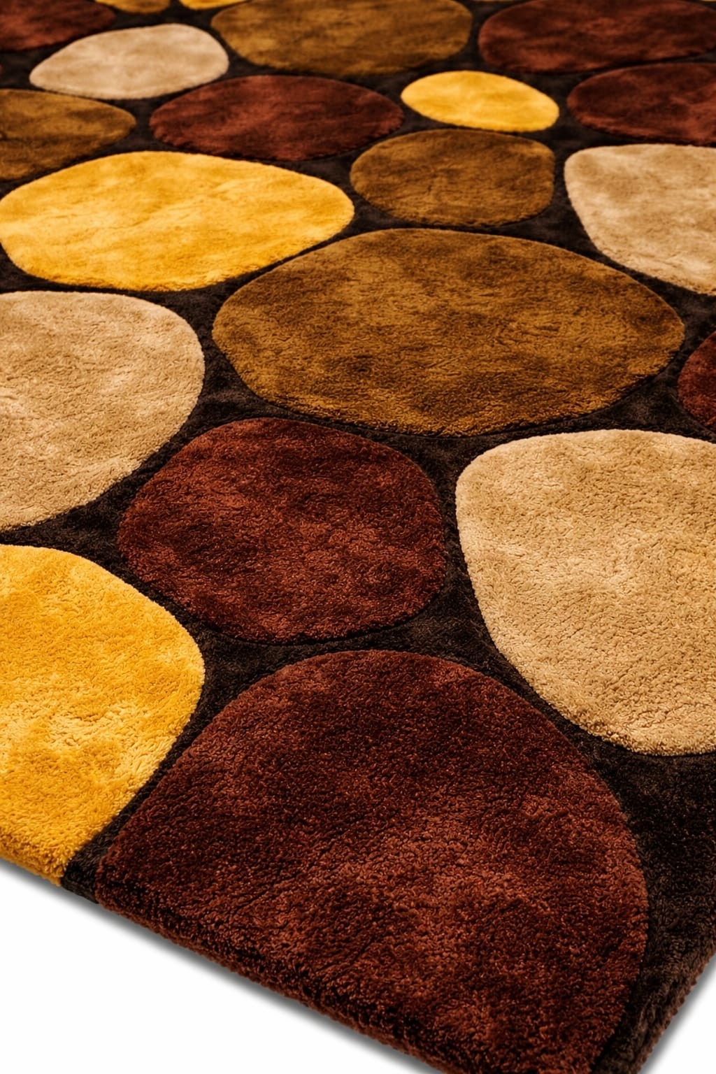 Modern Pebble Stone Hand Tufted Wool Rug Brown Beige Yellow Carpet Living Room gallery