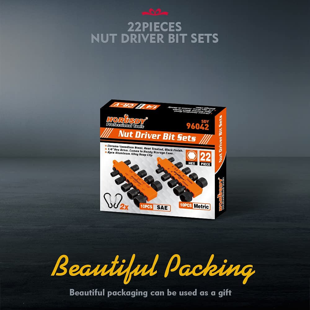 22PC Power Nut Driver Set for Impact Drill SAE & Metric 1/4” Hex Head Drill Bit gallery
